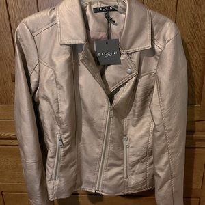Baccini rose gold pleather jacket size petite large